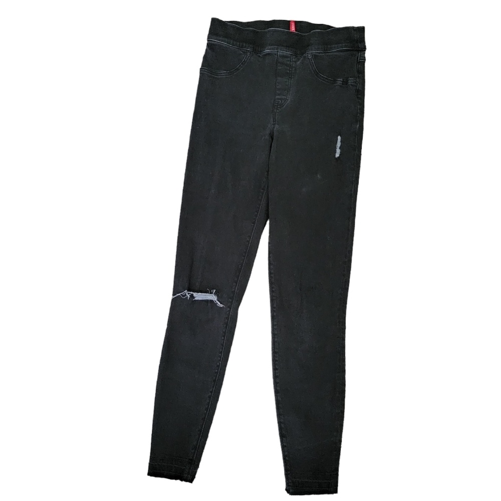 Spanx Vintage Distressed Ankle Skinny Jeans in Vintage Black